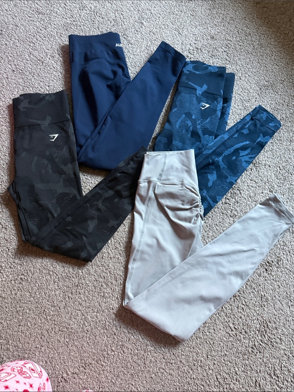 Gymshark Kids' Mixed Camo & Solid Leggings Set - Blue, Black, Gray, Navy